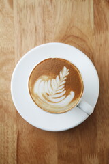 A cup of cappuccino top view