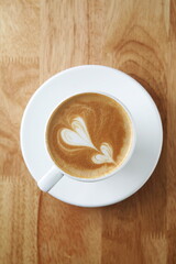 A cup of cappuccino top view