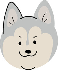 Cute dog head doodle vector