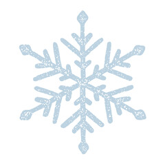 One-color textured illustration of a snowflake