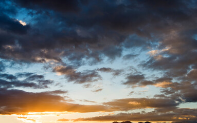 Beautiful sunset sky with clouds