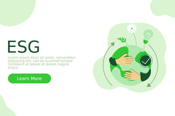 Sustainable ESG industry. Environmental, Social, sustainability, ecology, resource, renewable, crisis, management, pollution, friendly. for banner, website design or landing web page