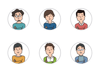 男性の表情アイコン　困った表情