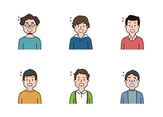 男性の表情アイコン　焦った表情