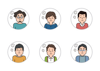 男性の表情アイコン　怒った表情