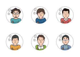 男性の表情アイコン　怒った表情