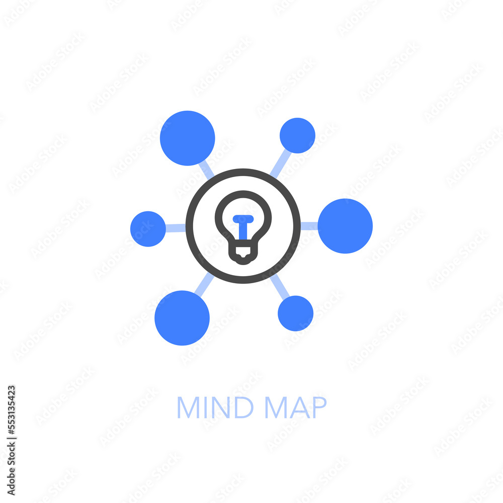 Aufkleber simple visualised mind map icon symbol with a light bulb and a diagram.