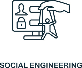 Social Engineering icon. Monochrome simple Cyber Security icon for templates, web design and infographics