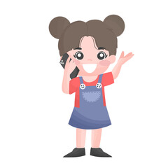 Little girl use smartphone, woman is holding phone