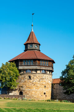 Germany, Baden-Wurttemberg, Esslingen, Clear sky over Dicker Turm tower