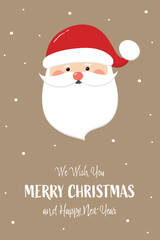 Funny Santa Claus. Christmas poster with wishes. Vector illustration
