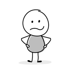 Angry stickman. Cartoon character showing gestures. Vector