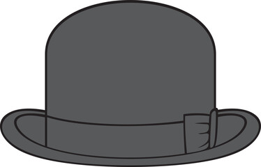 Vintage Bowler Hat Vector Illustration. Classic hat for gentleman. Retro fashion. 