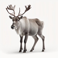 Illustration of Rudolf the Red-nosed Reindeer, isolated on white background, digital art