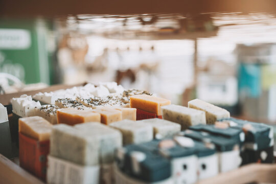 Scented soaps arranged at convenience store