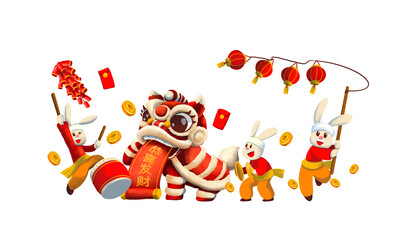 Happy Chinese New Year rabbit character 