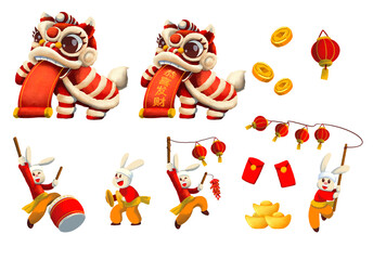 Illustration Chinese New Year rabbit set