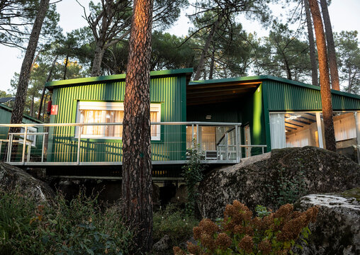 Green residential building in remote forest