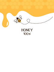 Abstract beehive honeycomb card sign and bee cartoons on white backgrounds vector.