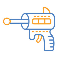 Space Gun Blue And Orange Line Icon