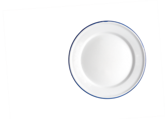 png transparent white enamelled  plate with blue rim 