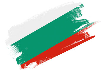 Abstract paint brush textured flag of bulgaria on white background - obrazy, fototapety, plakaty