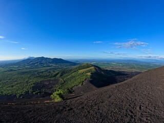 Stunning view from the top of 'Cerro Negro' volcano close to Leon, Nicaragua. View of beautifully...