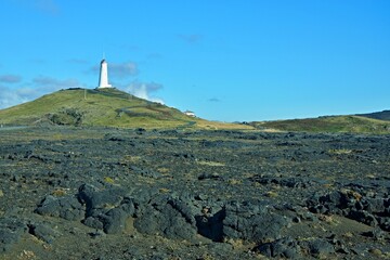 Iceland-view of the Reykjanesviti - Iceland's oldest lighthouse