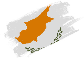 Abstract paint brush textured flag of cyprus on white background