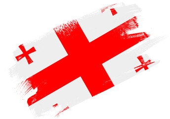 Abstract paint brush textured flag of georgia on white background