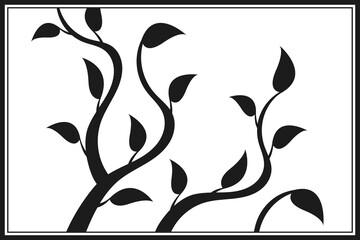 Naklejka premium Tree branch with leaves. Abstract vector twig isolated. Botanical illustration.