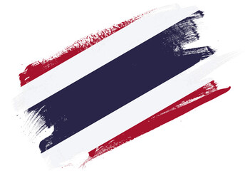 Abstract paint brush textured flag of thailand on white background