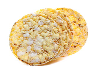 Corn cakes with amaranth seeds isolated on white