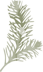 Watercolor winter pine leaf 