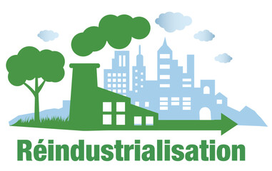 Fototapeta premium Réindustrialisation et indépendance, concept d'usine, industrie et ville industrialisée, vers la transition énergétique..