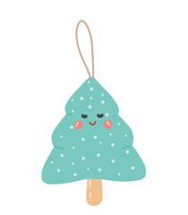Christmas tree toy decor. Christmas tree toy blue spruce cartoon.