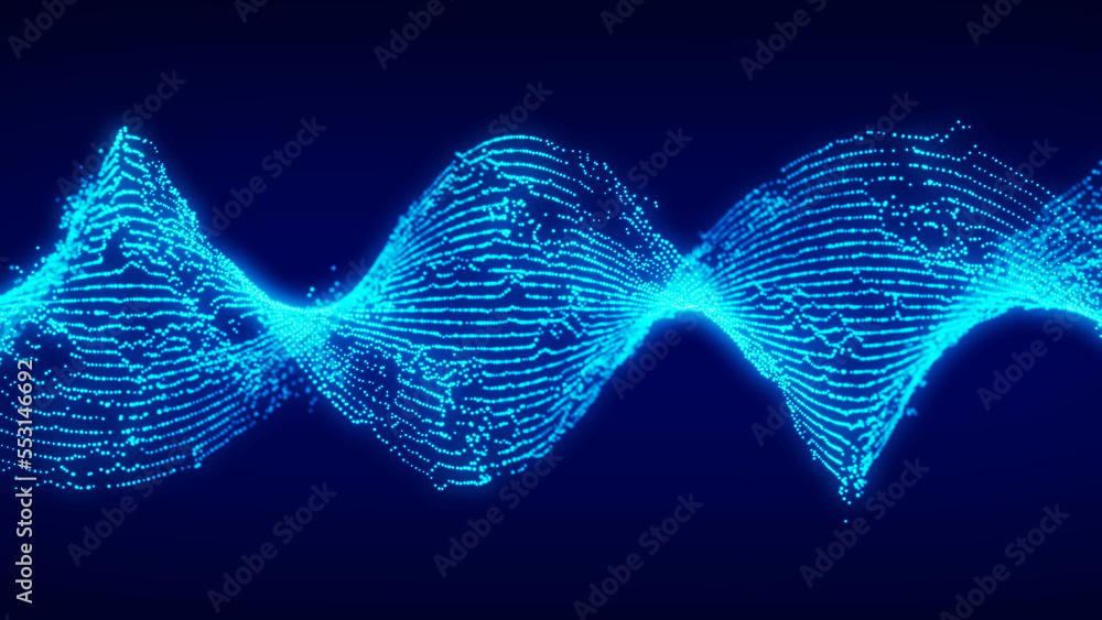 Aufkleber futuristic dynamic swirling digital wave. abstract nanotechnology flow. science background concept. 