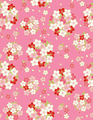 Japanese Cute Bouquet Vector Seamless Pattern