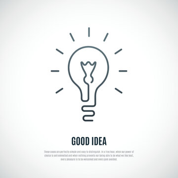 Good Idea light bulb concept design. Idea sign. Vector light bulb illustration.