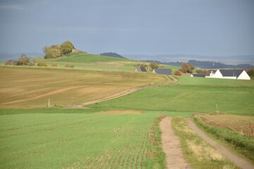 Fototapeta na wymiar Idyllic fields in the rural countryside at the Eifel mountains, Germany