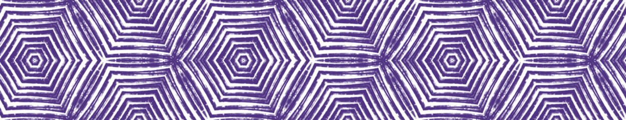 Ethnic hand painted seamless border. Purple