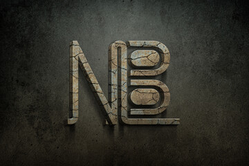 NB retro logo, NB interlocked overlaped stone effect logo, N and B alphabet interlocked metallic monogram, , 3d glossy, Typography, symbol, abstract, , goldenmodern, alphabet, art, luxury