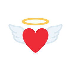 Red heart with wings. Happy Valentine's Day.