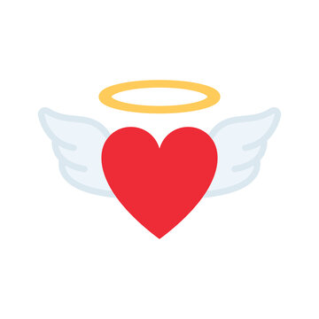 Red heart with wings. Happy Valentine's Day.