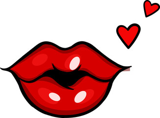 Sexy lips comic style big red lips female open mouth Vector illustration of sexy woman's lips expressing love and kiss emotions