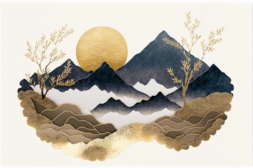 Mountain illustration. AI