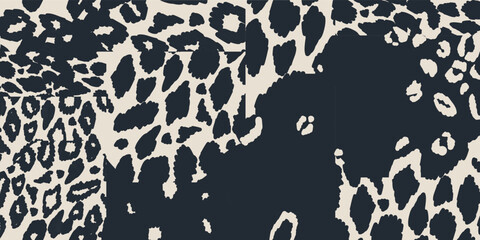 Modern hand drawn abstract leopard skin pattern. Collage black and white print. Fashionable template for design. © MURRIRA