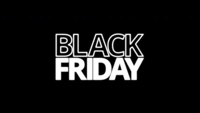 Black friday graphic element. black friday banner design 4k animation. sales shopping social media, promotional background. Black Friday graphic zooms onto screen