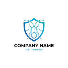 pest control logo vector template with shield - obrazy, fototapety, plakaty