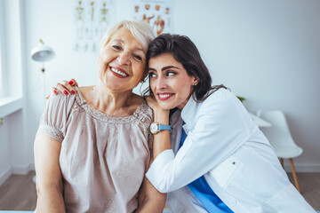 Senior woman, hug or medical caregiver in house living room in comfort trust, support or security bond. Smile, happy or laughing nursing home retirement elderly and healthcare nurse or help